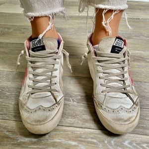 Golden Goose Mid-Star White & Pink sneakers